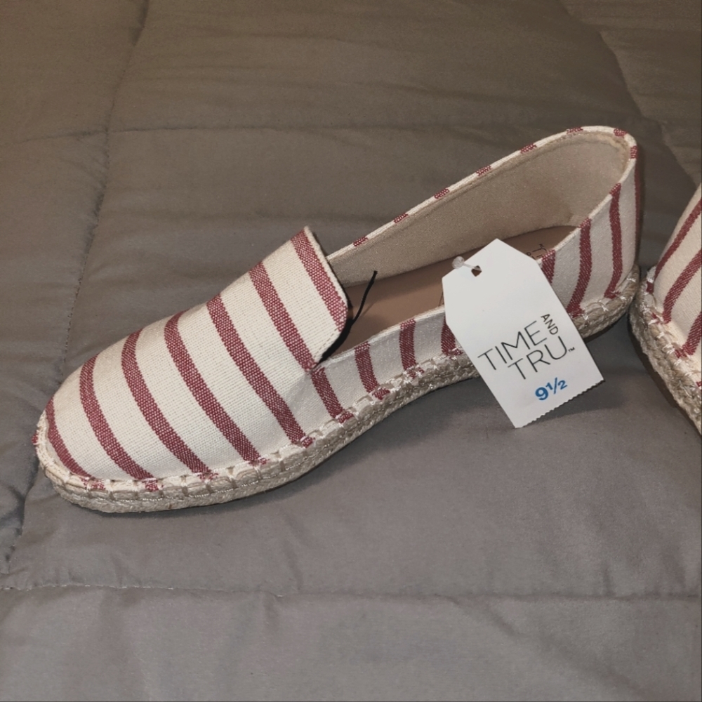 Espadrilles NWT natural/ red striped